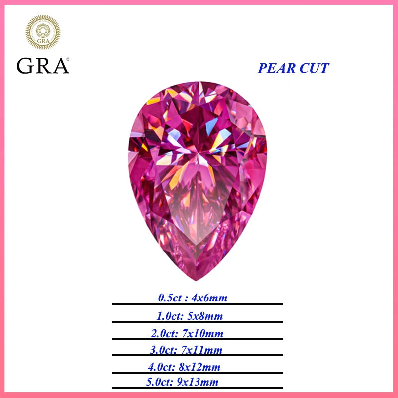 Pink Moissanite Stones with GRA Certificate Round/Pear/Oval/Emerald/Heart/Cushion/Princess/Asscher/Radiant Cut