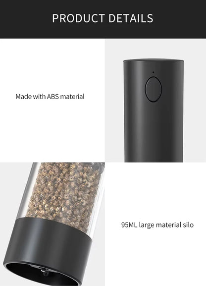 1/2PCS Electric Salt And Pepper Grinder with LED Light Gravity Sensing Adjustable Spice Mills Cordless Automatic Kitchen Gadget - AMULET RING STORE