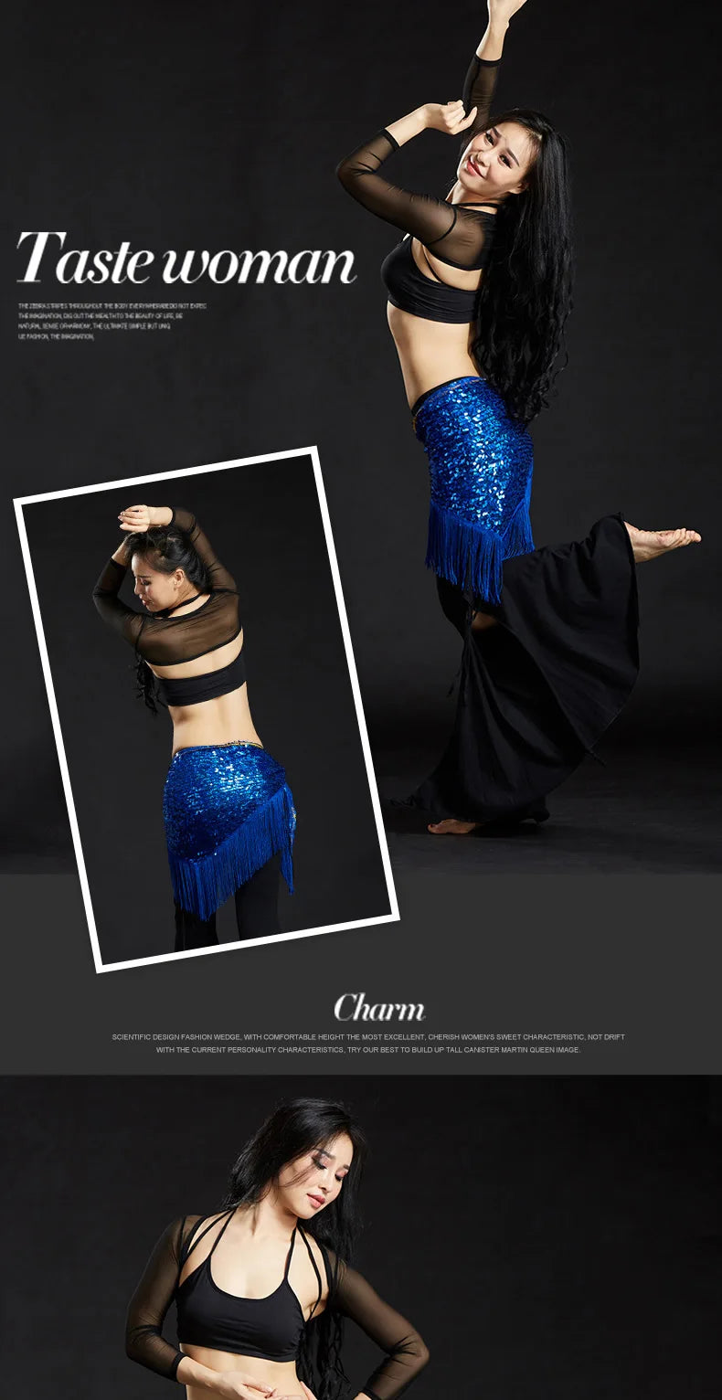 Wholesale Cheap Sexy Women Girls Sequin Triangle Shawl Hip Shawl Belly Dance Belts - AMULET RING STORE