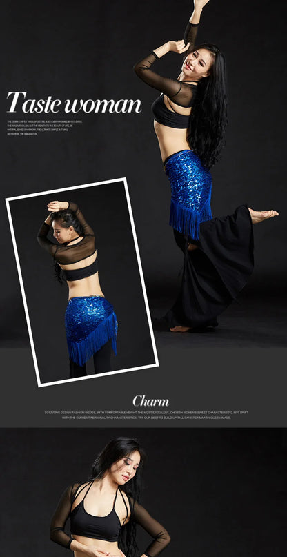 Wholesale Cheap Sexy Women Girls Sequin Triangle Shawl Hip Shawl Belly Dance Belts - AMULET RING STORE