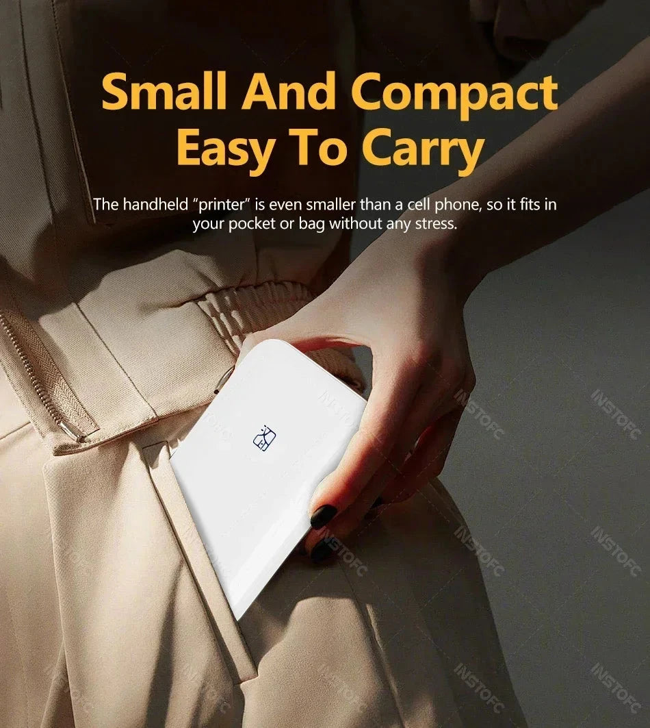 New! MT53 Color Photo Wifi Printer Portable Mobile Phone Mini Bluetooth Handheld Pocket Printing Machine 2x3 inch Sticky-Backed
