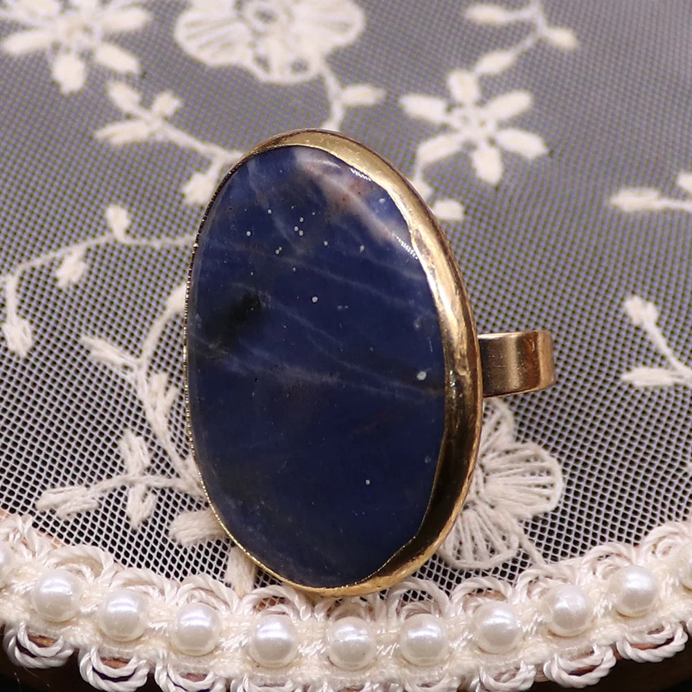 Irregular Natural Amethyst Rings Open Adjustable Green Aventurine Agate Finger Ring for Women and Men  Fashion Jewelry Ring Gift