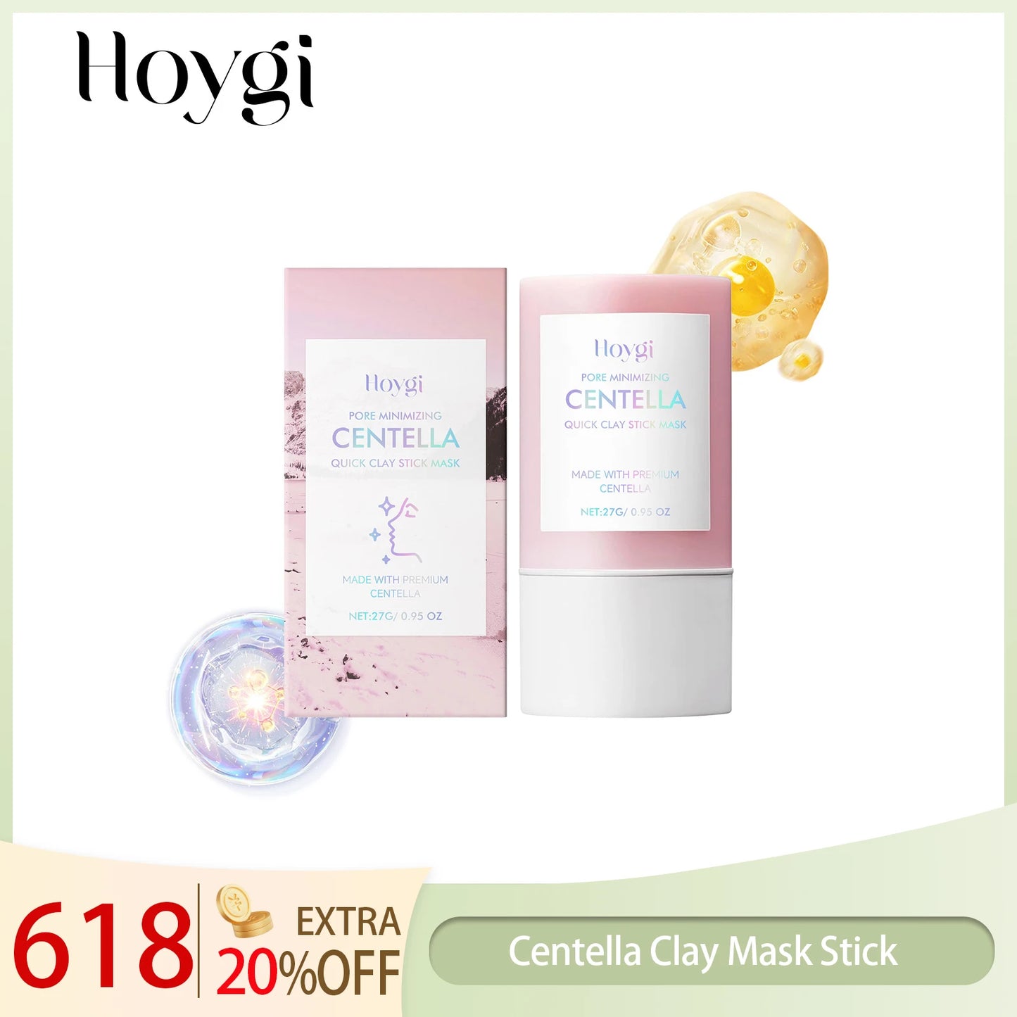 Hoygi Centella Asiatica Clay Mask Stick Soothing Calming Detoxifying Hydrating Anti-irritation Easy Application All Skin Types - AMULET RING STORE