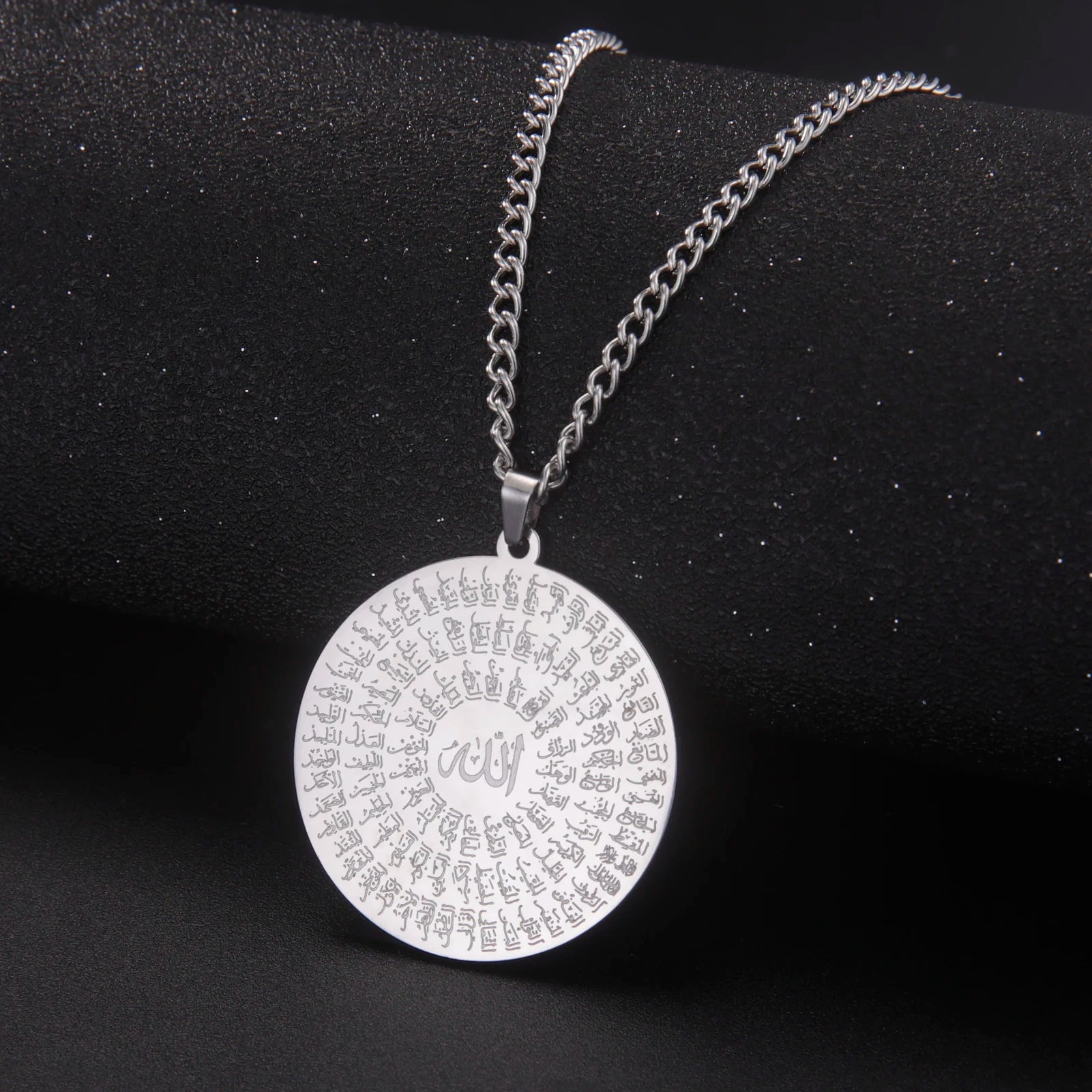 Jeshayuan Allah Name Pendant Necklace For Men Arabian Calligraphy Stainless Steel Religious Amulet Lucky Jewelry Gift - AMULET RING STORE