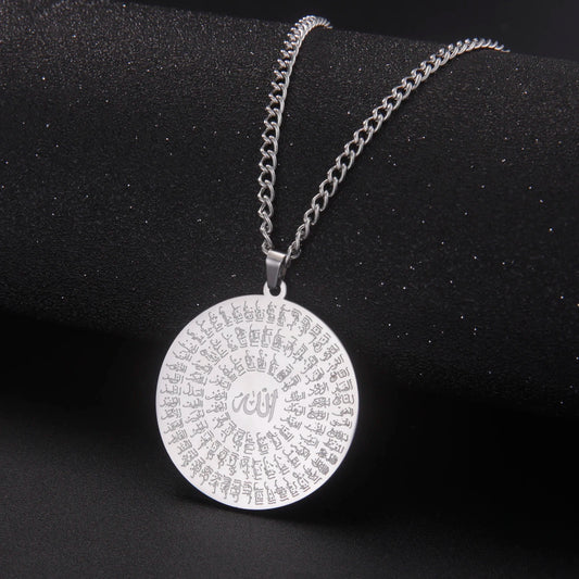 Jeshayuan Allah Name Pendant Necklace For Men Arabian Calligraphy Stainless Steel Religious Amulet Lucky Jewelry Gift - AMULET RING STORE