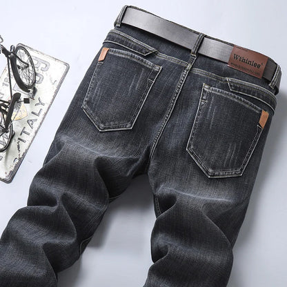 Men New Business Men's Jeans Casual Straight Stretch Fashion Classic Blue Black Work Denim Trousers Male Brand Clothing 28-40