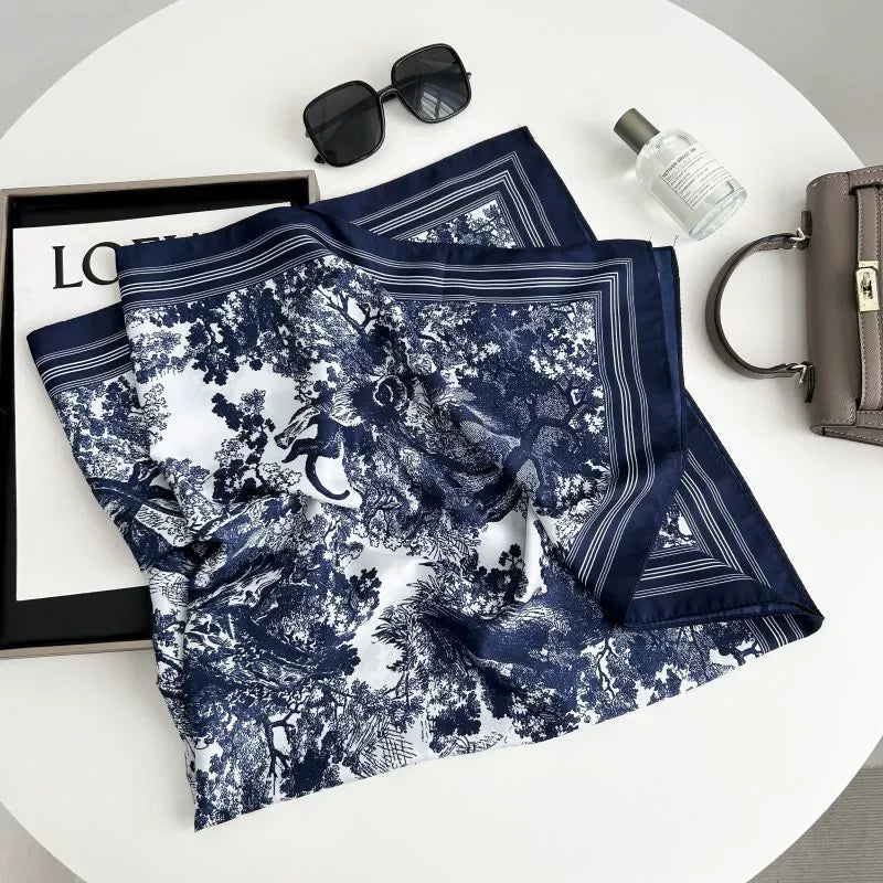 Spring Scarf Women's Luxury Design Scarf Silk Smooth Scarf Soft Muslim Headband Shawl Beach90x90cm - AMULET RING STORE