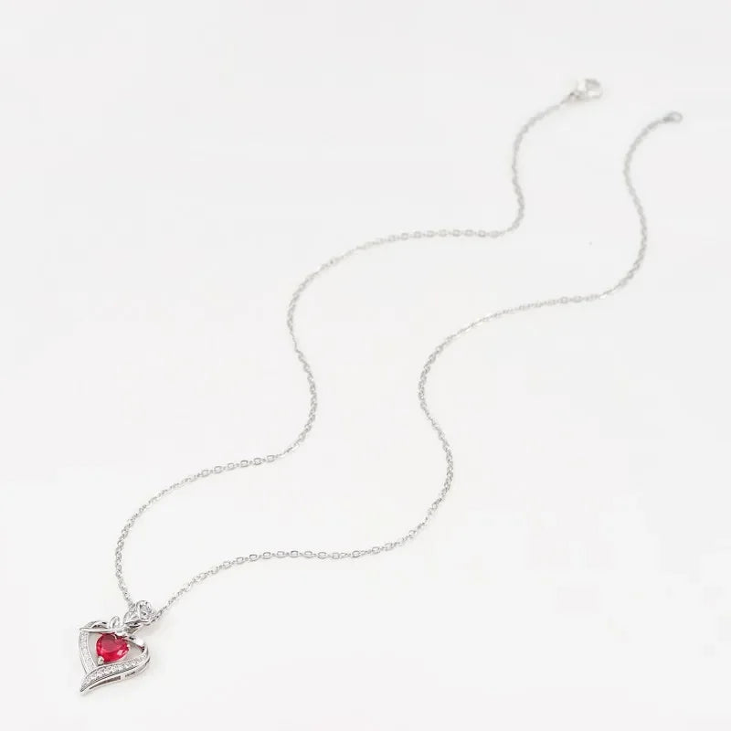 CAOSHI Gorgeous Rose Pendant Necklace for Women Shining Red Heart Zirconia Accessory Fashionable Ｂirthday Ｗedding Jewelry Gifts - AMULET RING STORE