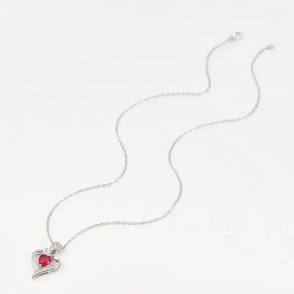 CAOSHI Gorgeous Rose Pendant Necklace for Women Shining Red Heart Zirconia Accessory Fashionable Ｂirthday Ｗedding Jewelry Gifts - AMULET RING STORE