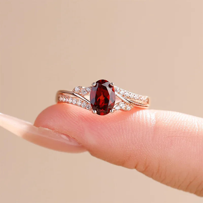 HuiSept Fashion 925 Silver Jewelry Ring with Ruby Zircon Accessories for Women Wedding Promise Party Gift Finger Rings Wholesale