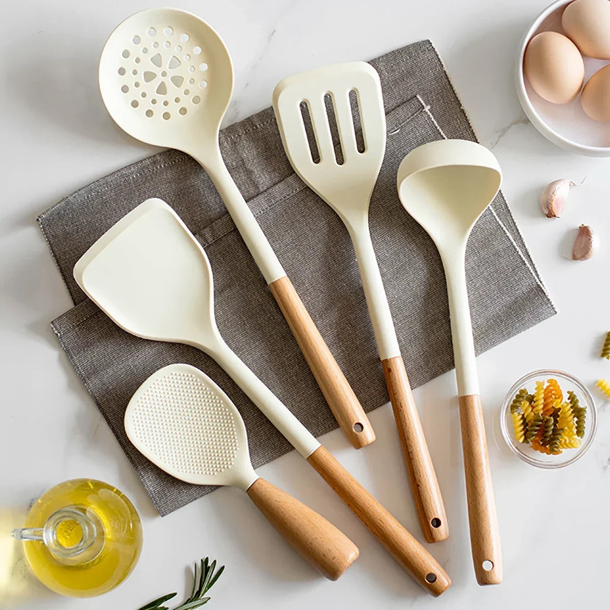 NEW Silicone Spatula Non Stick Pan Wooden Handle Silicone Vegetable Heat-resistant Silicone Cooking Spatula Spoon Kitchen tool - AMULET RING STORE