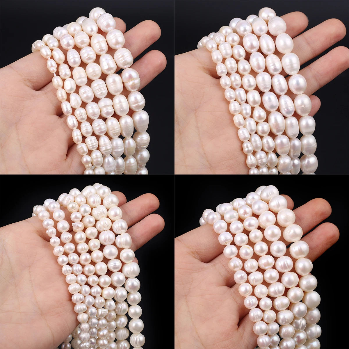 Natural Freshwater Pearl Beads Rice Round Shape Isolation Loose Beaded for Jewelry Making DIY Bracelet Necklace Accessories Gift - AMULET RING STORE
