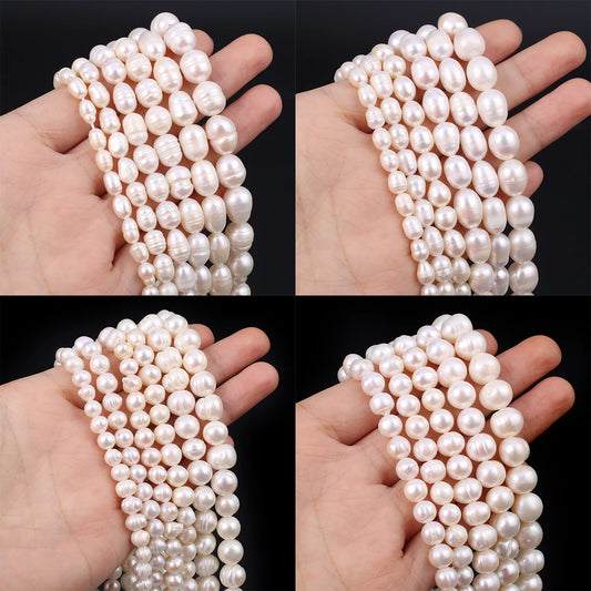 Natural Freshwater Pearl Beads Rice Round Shape Isolation Loose Beaded for Jewelry Making DIY Bracelet Necklace Accessories Gift - AMULET RING STORE