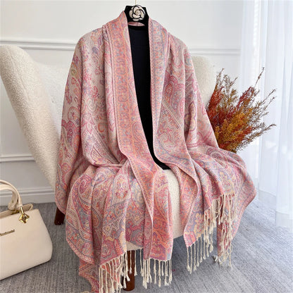 Autumn Bohemian Ethnic Paisley Cashmere Shawls Scarf for Women Warm Jacquard Pashmina Scarves Print Design Lady Foulard Stoles - AMULET RING STORE