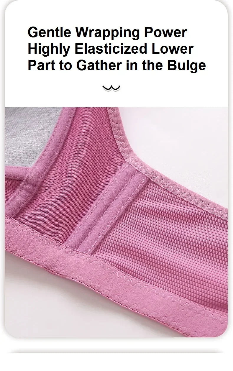 Gathered Side Collection Lifting Underwear Breasts Brassiere Large Size Bra Full Cup Underwear Brassiere No Steel Ring Bra - AMULET RING STORE