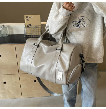 PU Travel Duffel Bag Waterproof Luggage Handbag with Shoes Pocket Weekender Overnight Daypack Dry Wet Sports Shoulder Tote Pack