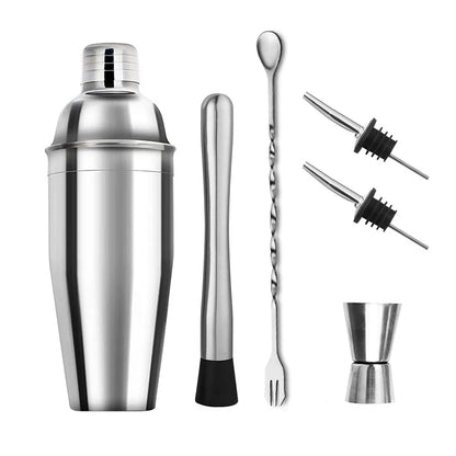 6/7/10pcs Stainless Steel Cocktail Shaker Bartending Tools Bartender Kit Martini Sharker Drink Mixer Set With Storage Bag - AMULET RING STORE