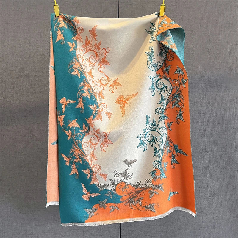 2025 Winter Warm Cashmere Scarf for Women Luxury Print Pashmina Shawl Wrap Neckerchief Female Bufanda Echarpe Design Headband - AMULET RING STORE