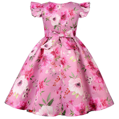 Girl's party dress  Elegant petal-sleeved princess dress  Birthday party dress  Wedding party dress