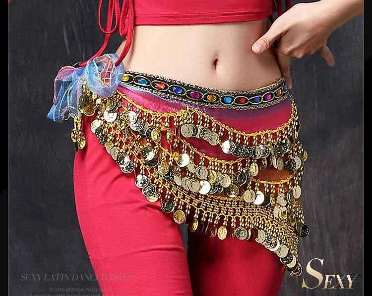 Oriental/Indian Belly Dance Coin Belt BellyDance Hip Scarf Golden Coins Belly Dance Costume Accessories Dancing Coin Belt