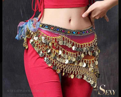 Oriental/Indian Belly Dance Coin Belt BellyDance Hip Scarf Golden Coins Belly Dance Costume Accessories Dancing Coin Belt