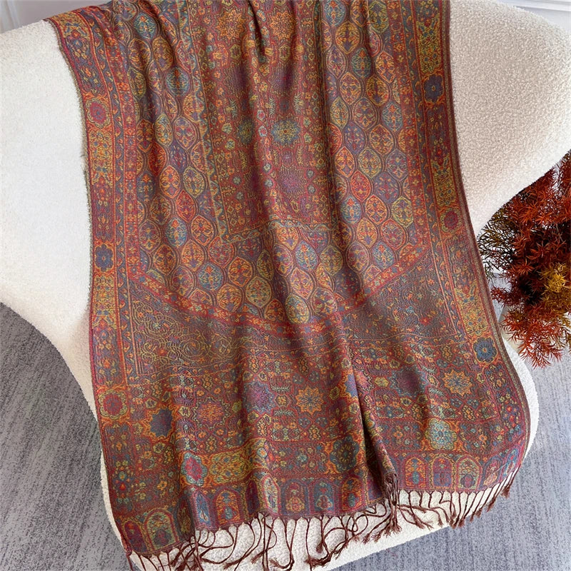 Autumn Bohemian Ethnic Paisley Cashmere Shawls Scarf for Women Warm Jacquard Pashmina Scarves Print Design Lady Foulard Stoles - AMULET RING STORE