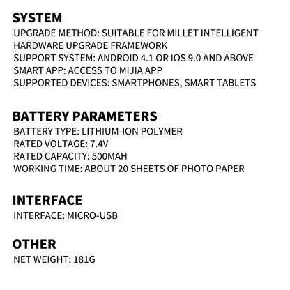 Xiaomi AR Printer 300dpi Portable Photo Mini Pocket With DIY Share 500mAh Picture Printer Pocket Printer Work With Mihome APP