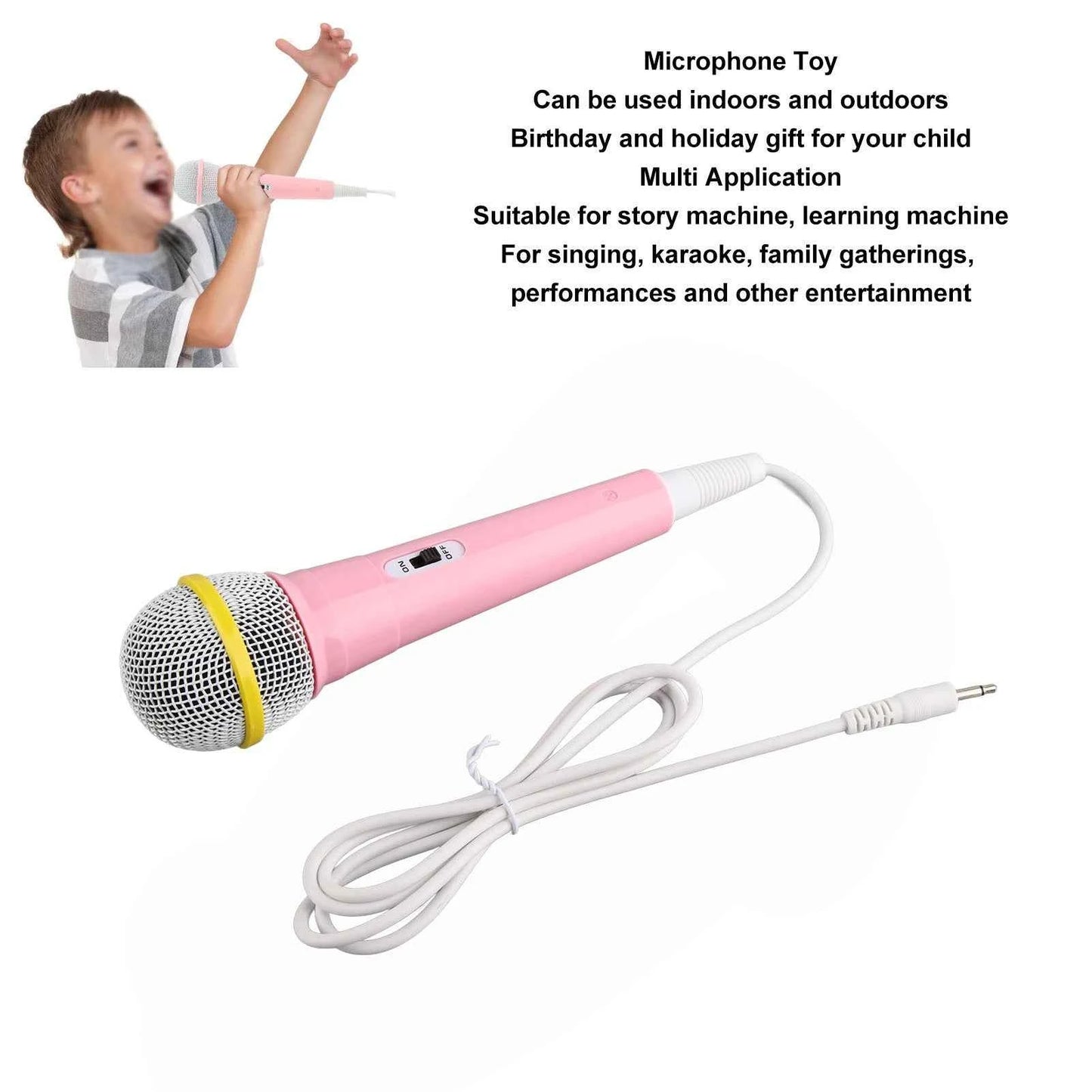 Child Singing Mic 3.5mm Plug Educational Low Distortion Clear Sound Kids Wired Microphone for Karaoke for Musical Instrument