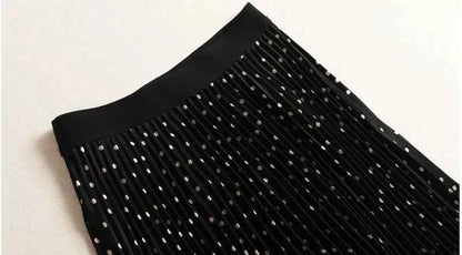 Pleated Skirts Women Spring Autumn Skirt High Waist Print Midi Skirts Womens Velvet Skirt Maxi Long Skirts Femme Faldas Mujer