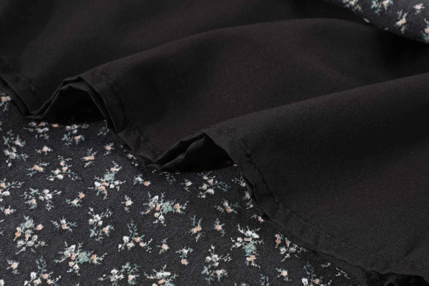 High Waist Vintage Floral Printed Women's Umbrella Skirts 2025 New Spring Autumn Black Casual Loose Straight A-line Skirt Female