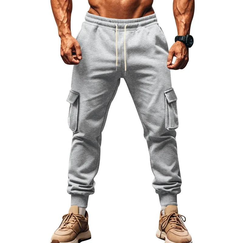 New autumn and winter velvet men's casual overalls multi-pocket pants large size sports casual trousers