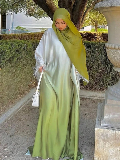 Middle Eastern Loose Abaya Muslim Full Sleeve Open Front Abayas Elegant Turkey Kaftans Women Jilbabs Islamic Maxi Dresses - AMULET RING STORE