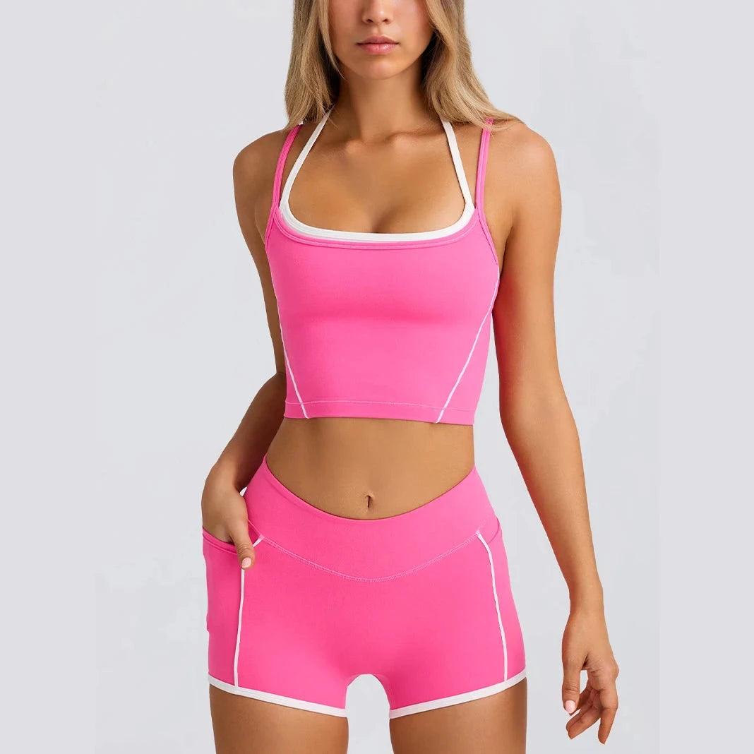 ‌Women's Tracksuits High Waist Yoga Shorts - Butt Lifting Gym Fitness Elastic Tight Naked Workout Shorts Yoga Set Sportswear