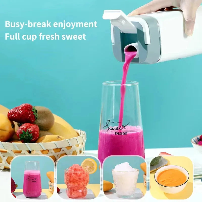 Electric Blender Rechargeable Portable Juicer USB Charging Hand Blender Electric Fruit Juicer 12 Blades Crushed Ice Juicer Cup - AMULET RING STORE