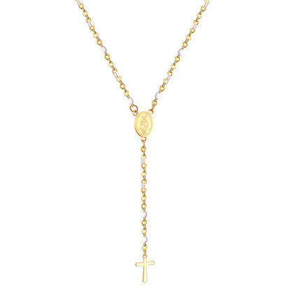 ASONSTEEL Long Scapular Catholic Rosaries Beads Christian Cross Jesus Pendant Necklaces Stainless Steel For Women Men Jewelry