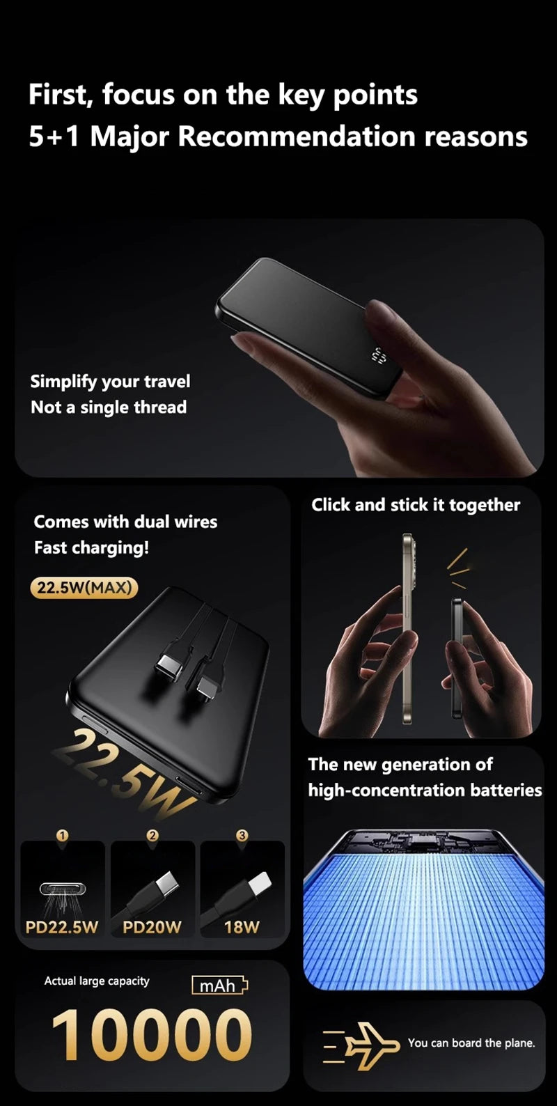 ONEPLUS 10000mAh Wireless Magnetic Power Bank Super Fast Charging Real Large Capacity Portable Battery Charger For iPhone Huawei - AMULET RING STORE