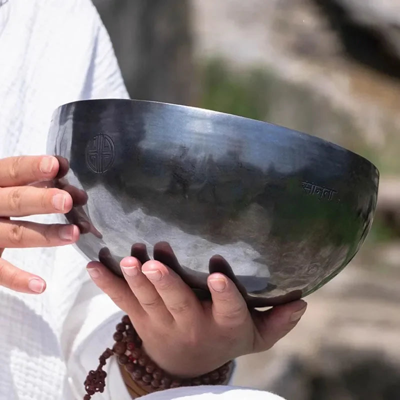Full Moon Tibetan Singing Bowl Handmade Mindfulness Meditation Nepal Singing Bowls Yoga Chakra Sound Healing Therapy Accessories - AMULET RING STORE