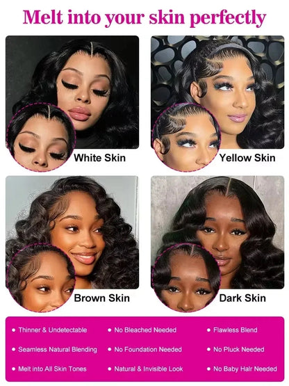 Loose Deep Wave 13x4 Lace Front Human Hair Black Wigs Deep Wave Brazilian 5x5 Closure Wear And Go Glueless Human Hair Curly Wigs - AMULET RING STORE