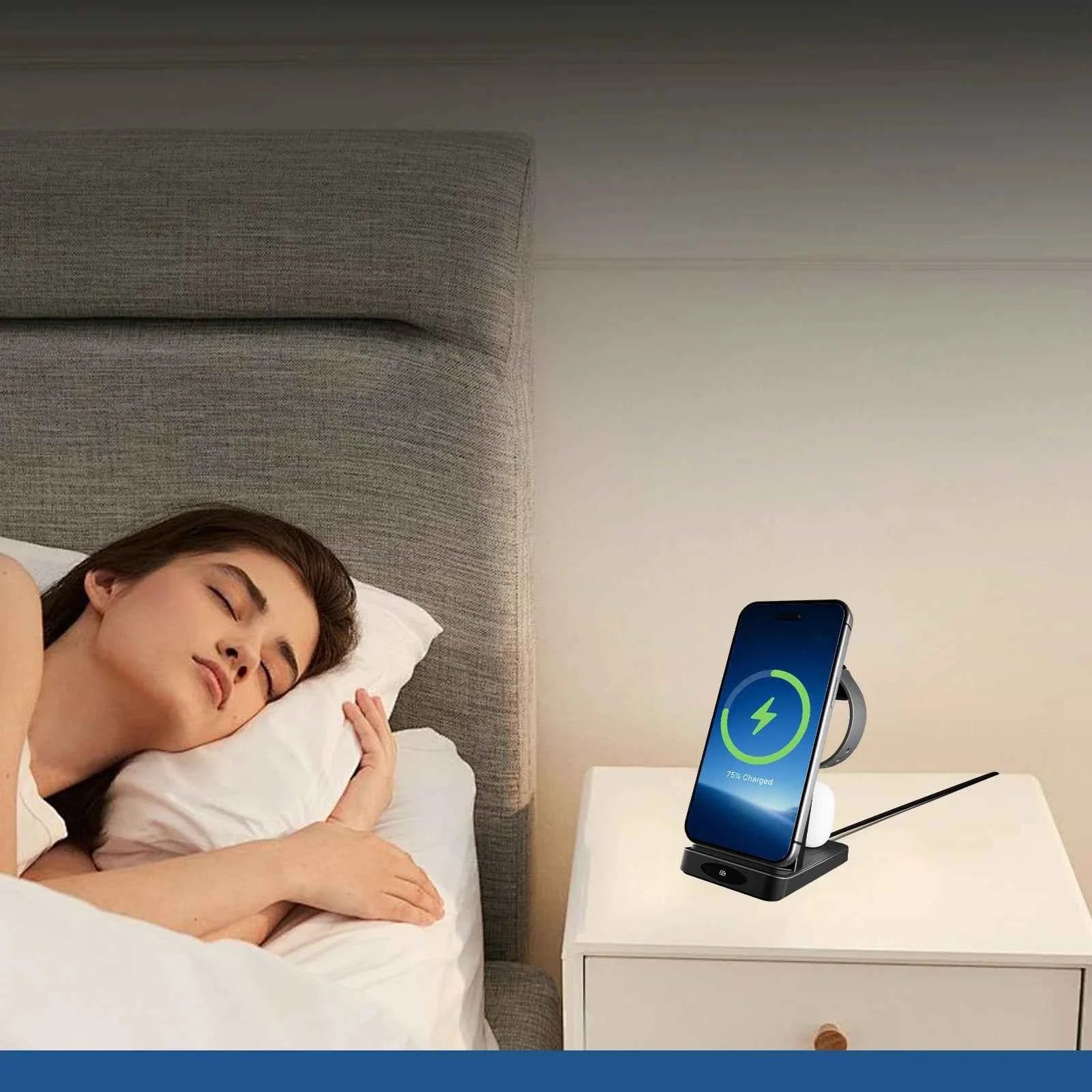 3-in-1 Wireless Charging Station 18W Travel Fast Charger Magnetic Wide Compatibility Foldable For iPhone Samsung Airpods iWatch