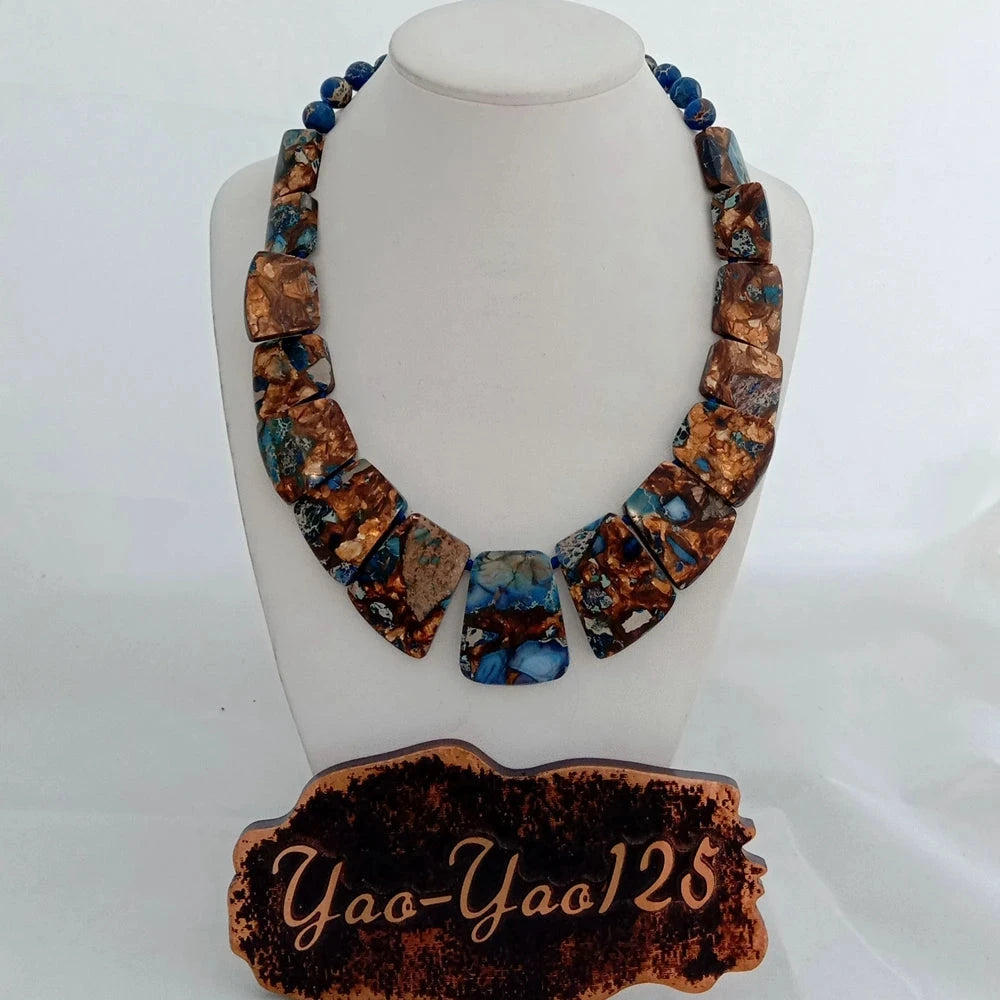 Y·YING 19'' Mixed Color Sea Sediment Imperial Jasper Graduated Necklace - AMULET RING STORE