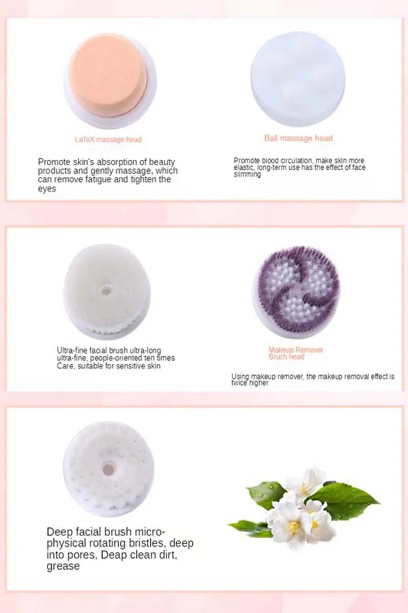 Multi-function Facial Cleansing Brush Set Vibrating Wireless Electric Face Cleansing Brush