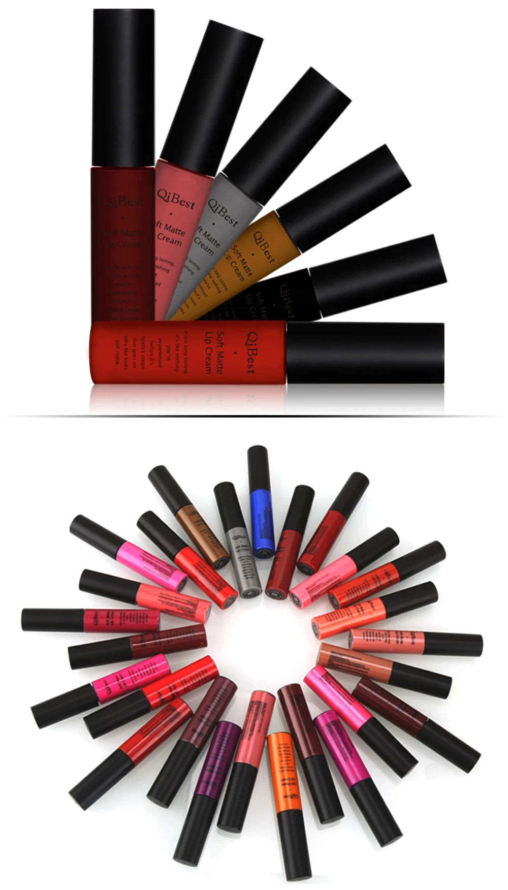 QIBEST Sexy Velvet Matte Lip Gloss Liquid Lipstick Lipgloss Beauty Red Nude Waterproof Long-lasting Lip Stain Makeup For Women - AMULET RING STORE