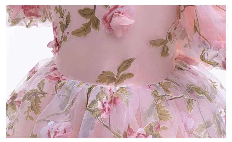 2024 Rose Girls Dress Summer Mesh Fashion Bow Little Princess Baby Dress Christmas Birthday Gifts 1 2 3 4 5 6 Years Kids Clothes