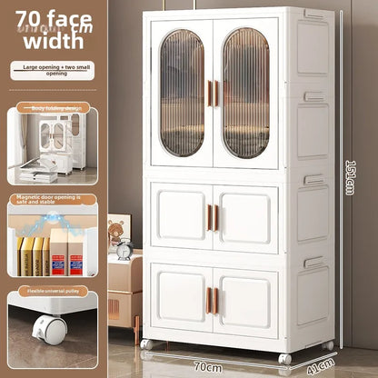 Stackable Large Capacity Fold Storage Box Plastic Clothing Storage Bin with Lid with Wheels Sundries Storages With Double Door - AMULET RING STORE