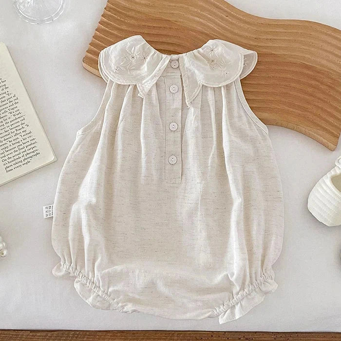 2024 New Summer Toddler Baby Girls Jumpsuit Sleeveless Cotton Solid Color Newborn Baby Girls Romper 0-24M Children Clothes - AMULET RING STORE