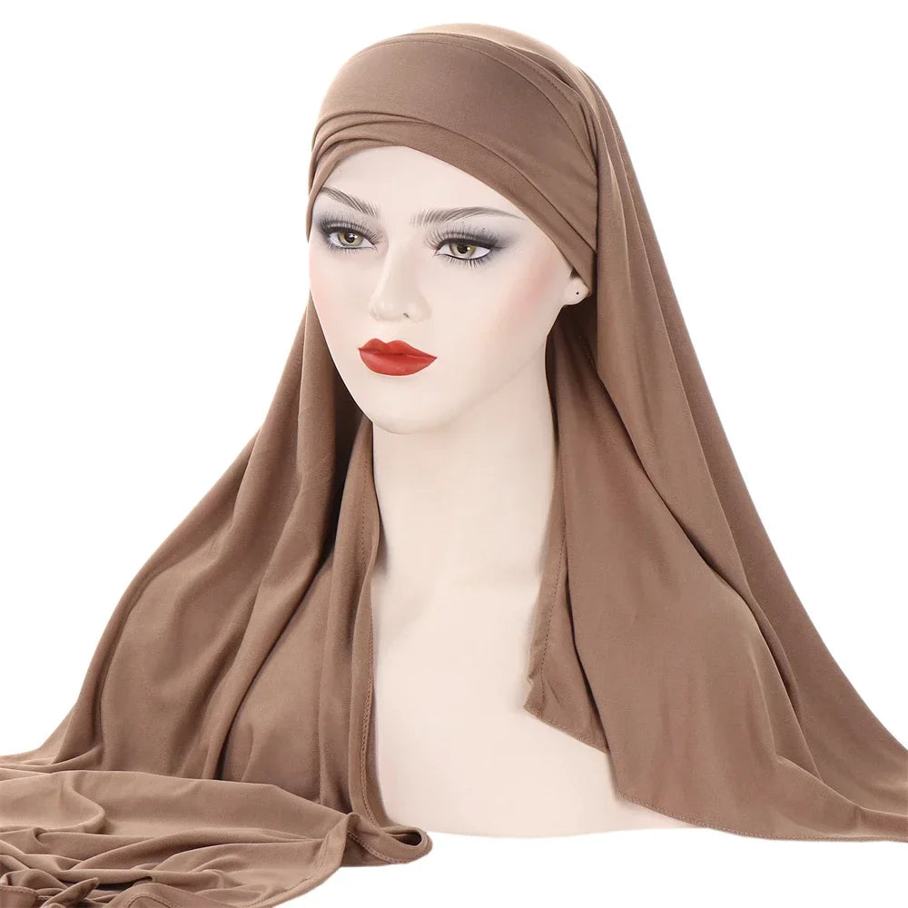 Milk Silk Muslim Cap Plain Islamic Scarf Head Wraps Headband Underscarf Turban Hats Malaysia Baotou Caps Instant Amira Hijabs - AMULET RING STORE