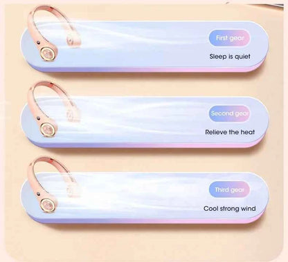 Bladeless Neck Fan 2000mAh USB Rechargeable Digital Display Cute Cat Hanging Mini for Travel Office