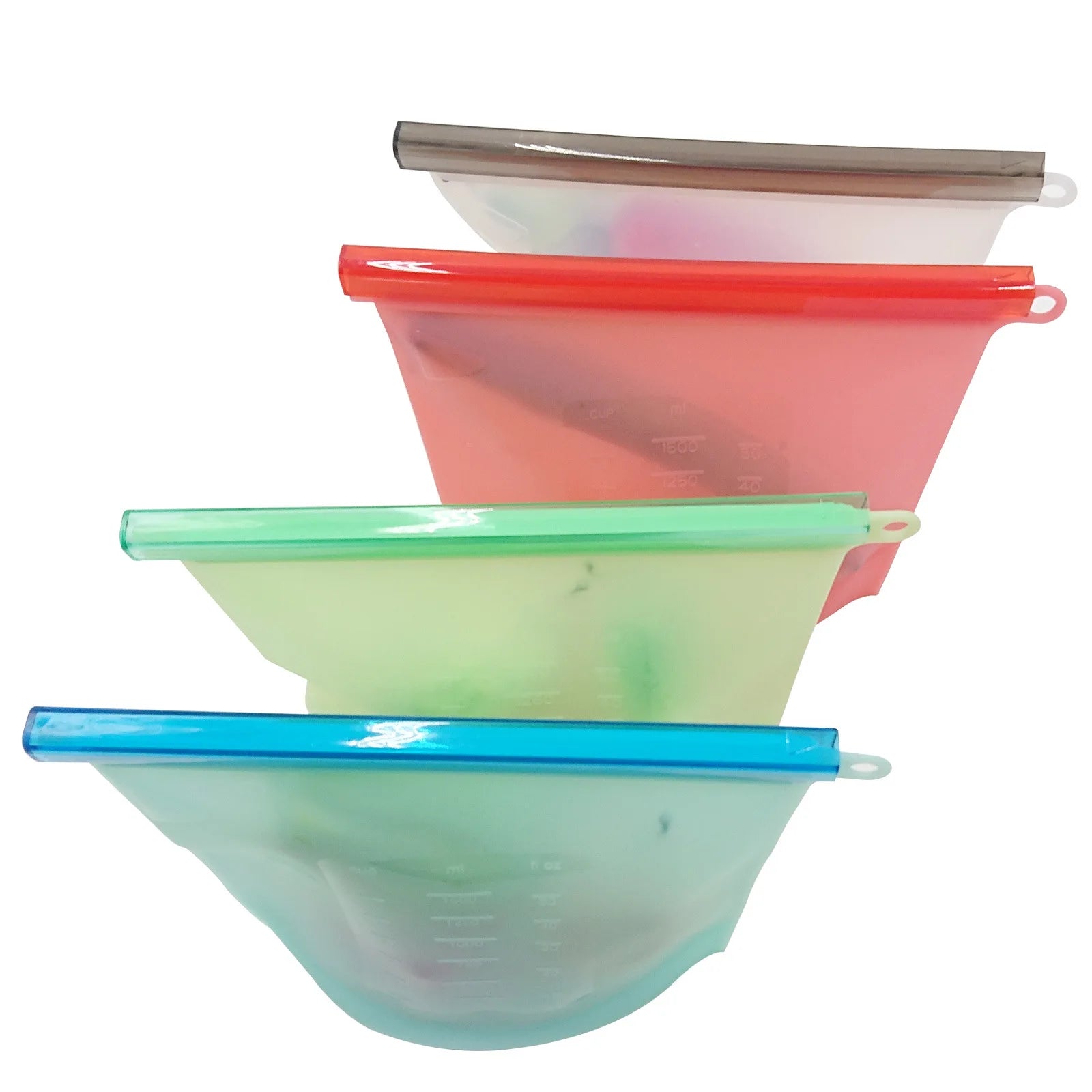 500-1500ML Silicone Bags Reusable Silicone Food Grade Storage Bag Lunch Sandwich Snack Fruit Freezer Zip Seal Keep Fresh Bags - AMULET RING STORE