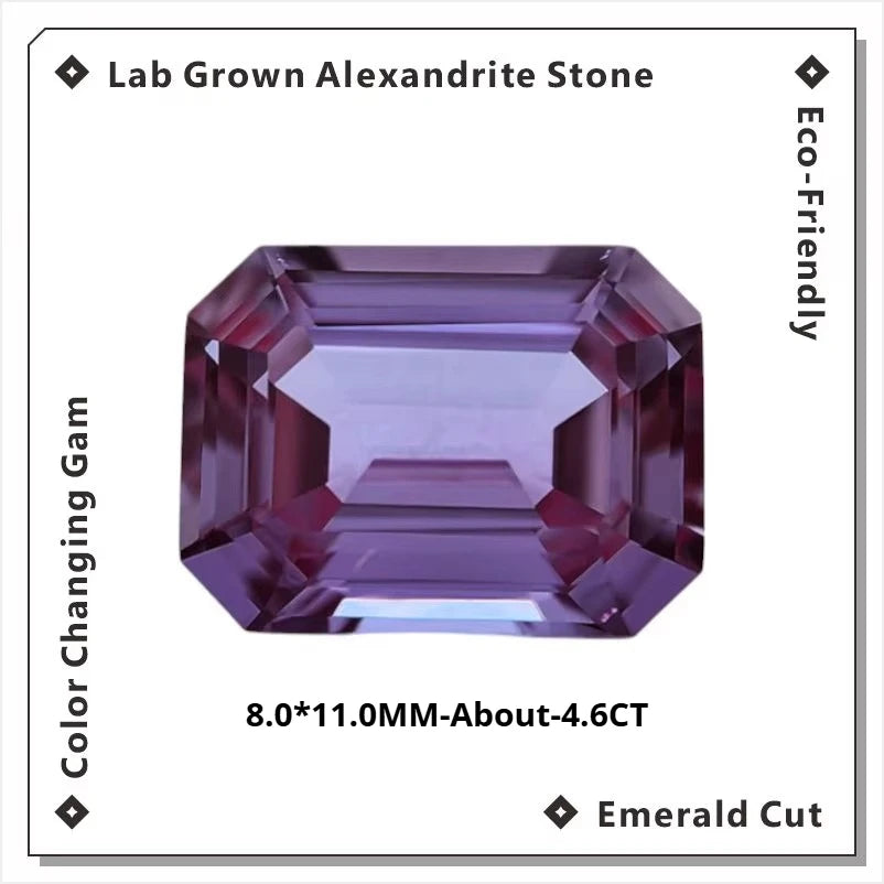 Lab Grown Alexandrite Stone High Quality Multiple Cuts Available Eco-Friendly Color Changing Gem Selectable Certificate