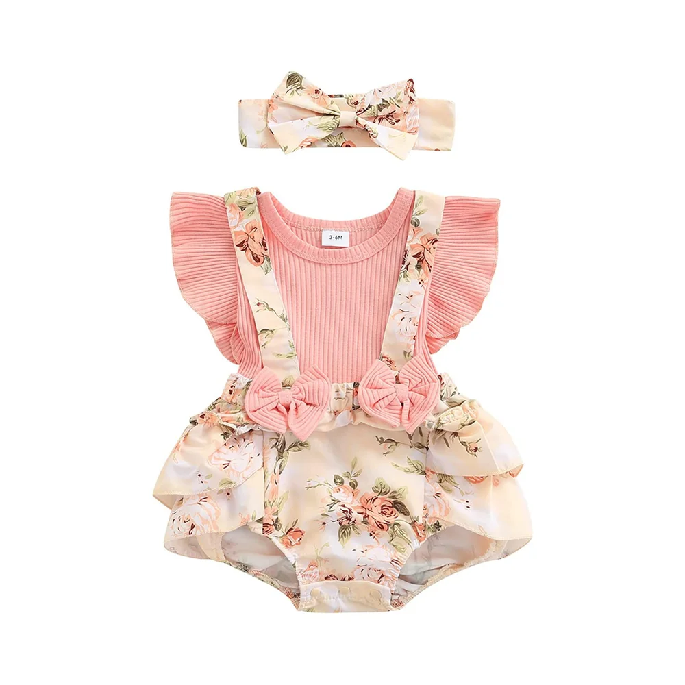 Kids Dress For 0-18 Months Cotton Ruffle Sleeve Cute Butterfly Floral Summer Princess Formal Dresses Newborn Baby Girl Clothes